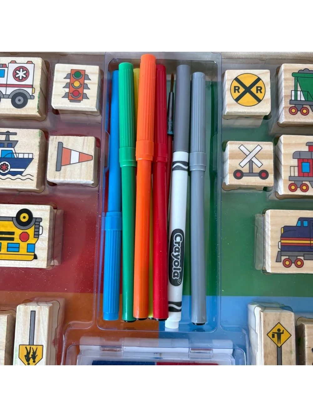 Melissa & Doug Deluxe Vehicle Wooden Stamp Set - 38 Pieces